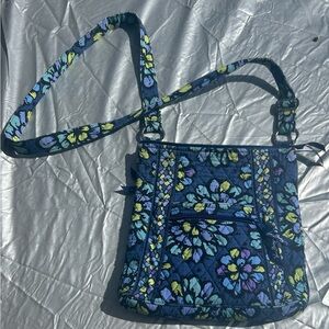 Vera Bradley Quilted Crossbody Bag Blue Floral Print Shoulder Purse